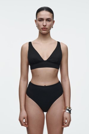 COS Femme Bas De Bikini Taille Haute Côtelé in Noir