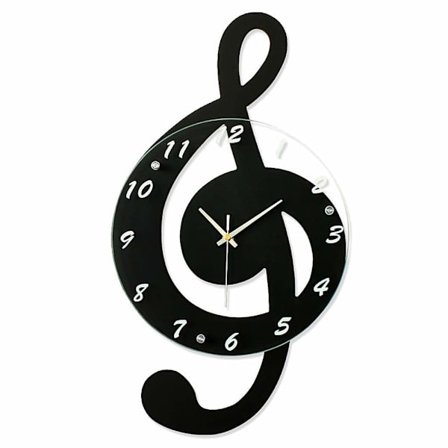 Musikalsk glassveggklokke, stille ikke-tikkende kvartsveggklokker, batteridrevet dekorativ veggklokke for kontor, kjøkken, stue