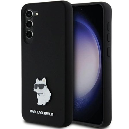 Karl Lagerfeld Silikoni Choupette Metal Pin tapauksessa Samsung Galaxy S23+ - musta
