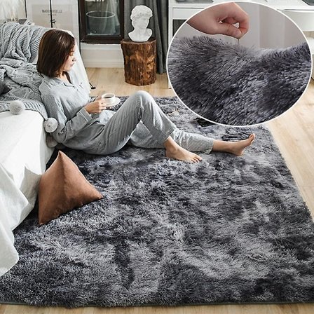 Langhårede regnbue tæpper til børneværelser, bløde langhårede tæpper til stue, børneværelse, babyværelse, legeværelse, sødt dekorativt tæppe, tie dye 