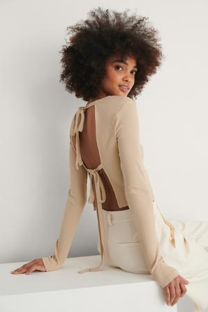 NA-KD Trend Haut - Tops manches longues - Beige - Large