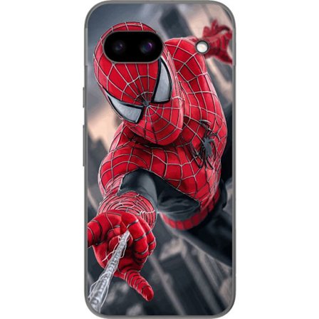 Kompatibelt Mobilskal till Google Google Pixel 8a Dynamisk Spider-Man-illustration i actionperspektiv, superhjältetema med rörelseekonomi och känsl