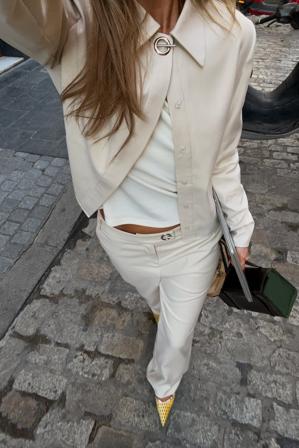 Josefine Vogt x NA-KD Blazer court - Vestes Printemps - Beige - EU 32