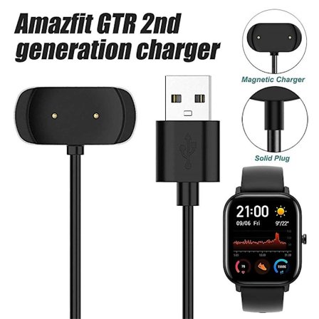 Laddare kompatibel med Amazfit Gts 2, Gts 2 Mini, Gts 2e, Gtr 2, Gtr 2e, Gts 4 Mini, T-rex Pro, Bip 3, Bip U Smartwatch, Laddningskabel 