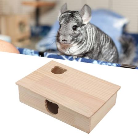 Hamsterhus Holdbar Tømmer Flyttbart Tak 6 Soverom Kjæledyr Gjemmested Hus for Kjæledyr Sover og Flytter