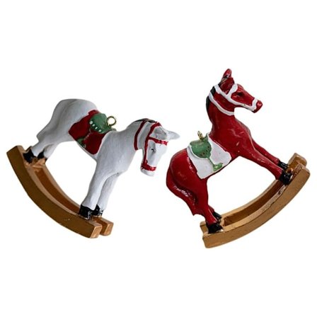 2 kpl Joulun Hevonen Riipus Festivaali Hevonen Riipus Joulukoristeet (Punainen Valkoinen)
