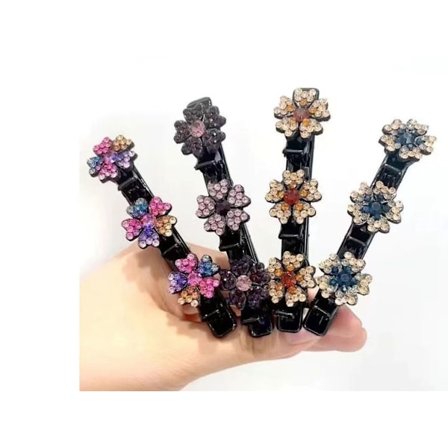 4 stk. Glitrende Krystalsten Flettede Hårspænder, Hårbånd i Satin Stof med Rhinestone Firkløver Hårspænde, Andenæbspænder til Kvinder Piger