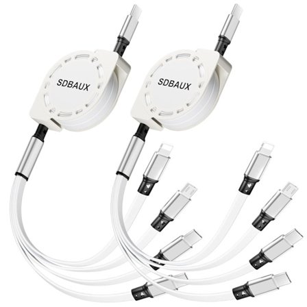 2025 Senaste Modell Multi Laddningskabel, USB C till 4 i 1 Infällbar iP/Micro/Dubbel Typ C Port Snabb Laddare Sladd för iPhone 16 15 14 13 12 P