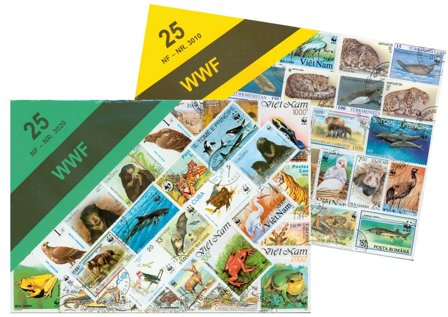 WWF I frimærkepakke med 25 forskellige frimærker