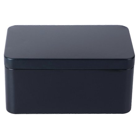 Rektangulær Blikæske Mini Bærbar Te Blad Opbevaringsbeholder Slik Organizer Hjem Opbevaringsboks - 13x8x6cm (Sort)