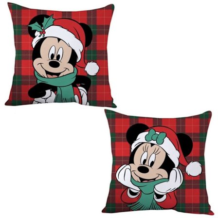 Disney Minnie Mouse og Mickey Mouse Julepude 35x35 cm – En dekorativ tilføjelse til din juledekoration