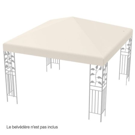 COSTWAY Ersättningstakduk 3 x 3 M solskydd, polyestergazebo presenning, för trädgård, strand, park, beige