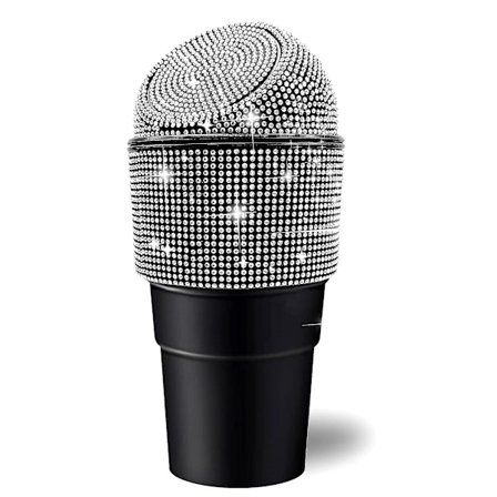 Bil-Skraldespand Krystal Auto Skraldespand Beholder Med Låg Mini Kopholder Skraldespand Bil Affaldsspand Indvendig Glitrende Tilbehør Til Bil Køretøj 