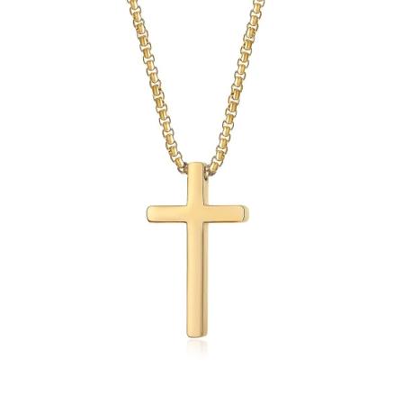 Kors Kors, Korsheng i Rustfritt Stål Med 55 Cm Kjede For Menn, Kvinner, Sølv, Svart, GullGull Gold