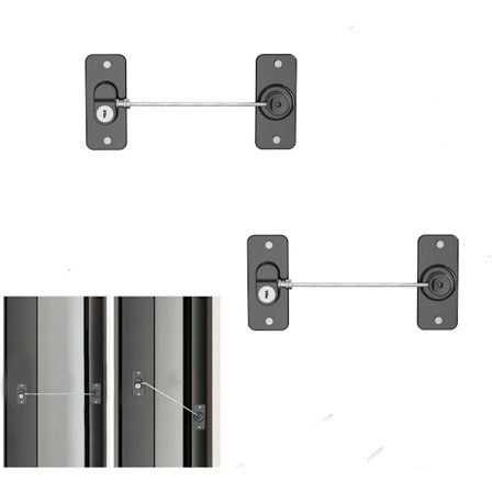 2-pack - Fönsterlås - Multifunktionslås - Dörrstopp - Kylskåpslås - Barnlås - Med nyckel
