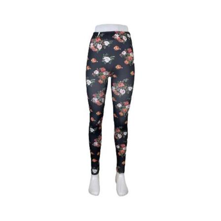Svarta Leggings med Blommor Black one size