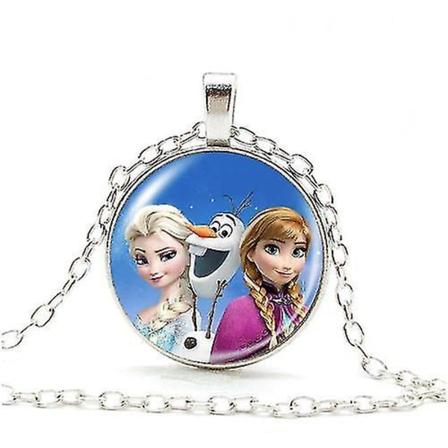 Tegneserie Frozen Time Stone Olaf Princess Elsa Anna Barn Jente Halskjede Student Bff Anheng Bestevenner For alltid Bursdagsgave(Olaf Anna Elsa)