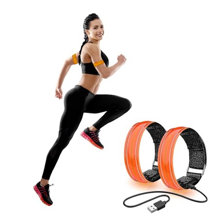 2-pakks Oppladbart LED-Armbånd – Høy Synlighet Løpelys