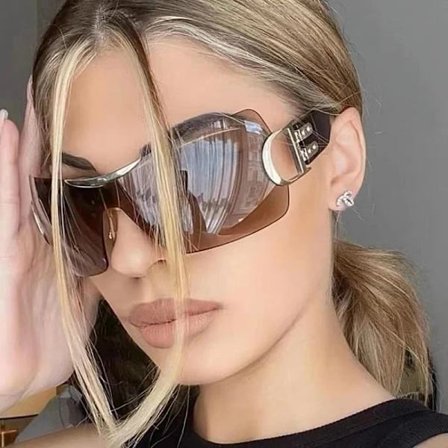 Y2K Sports Sunglasses Women 2023 New Fashion Brand Rimless Sun Glasses Men Square Shades Frameless Goggles UV400