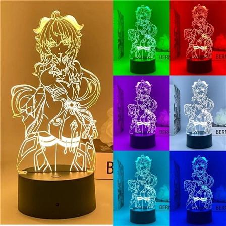 Genshin Impact Ganyu LED 3D Lampe Illusion Lys Skrivebordslampe Japansk Anime Lys, til Børneværelses Dekoration Natlys Julegave M