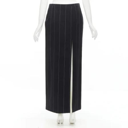 Versace Pre-owned, Pre-owned Skirt Zwart, Dames, Maat:L,wol,gestreept