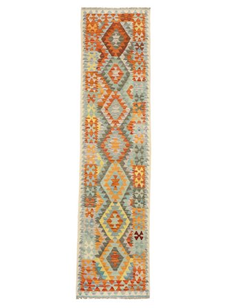 Tissé À La Main Kilim Afghan Old Style Tapis 81X311 De Laine Marron/Orange Petit