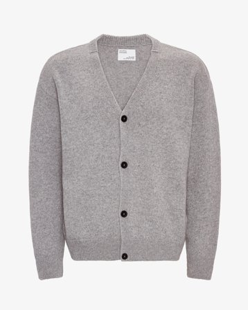 Merino Wool V-Neck Cardigan - Heather Grey L