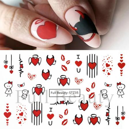 L Nagelklistermärken Romantisk bjørnkärleksbrev med hjärtat, kärleksträd vattenstämpelklistermärken FB-STZ35