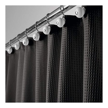 Duschdraperi i tyg, hotellkvalitet våffelväv - metallöglor