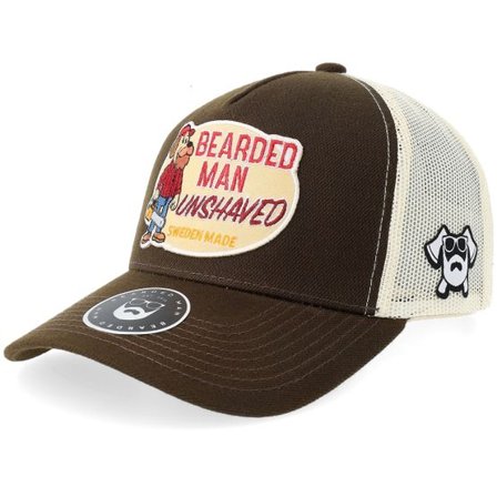 Bearded Man - Brun trucker Keps - Unshaved Lumber Brown/Stone A-frame Trucker @ Hatstore