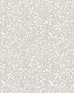 Gardinstof metervare Little leaf med bladmønster 140 cm Hør - Redlunds