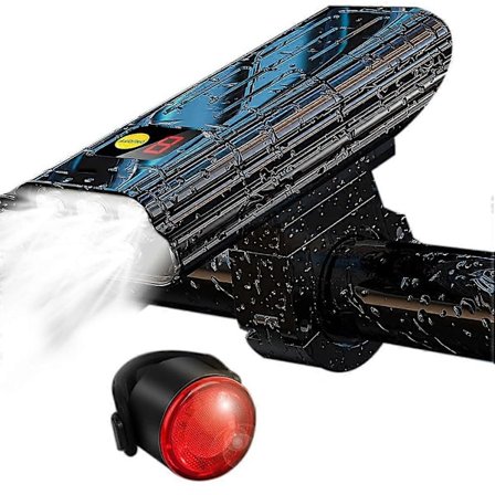 Supersterke Sykkellykter Foran og Bak, 7000 Lumen USB Ladbar Kraftig LED Vanntett Sykkel B