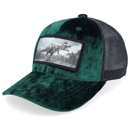 Calza Pennello - Verde trucker Cappellino - Kids T-rex Dino Patch Velvet Green/Black Trucker @ Hatstore