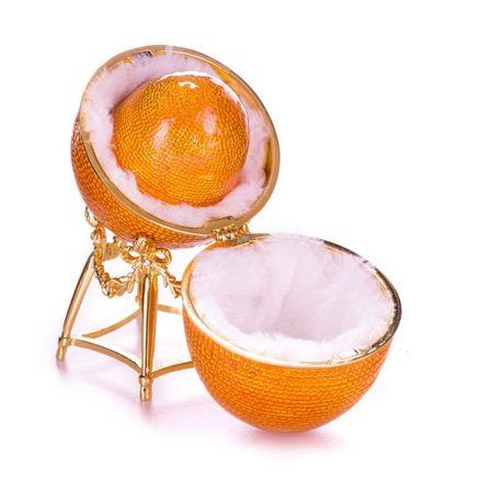 Faberge style Første høne egg Smykkeskrin med kylling 13 cm gul