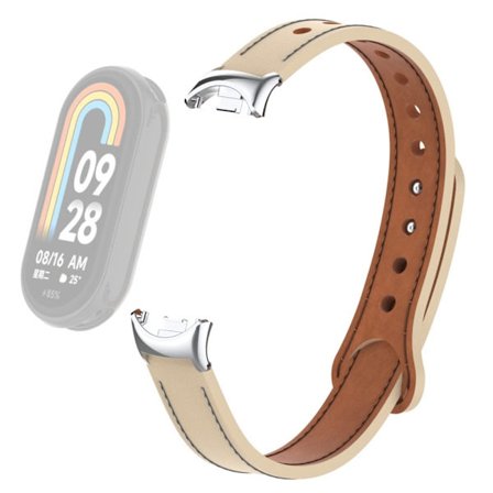 Xiaomi Smart Band 8 Armband i äkta läder med kontakt - Aprikos