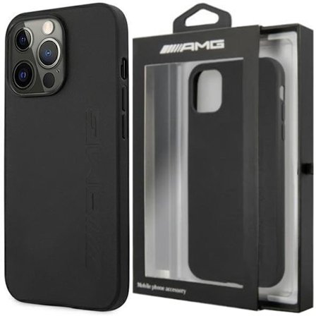AMG LÆDER HOT STAMPED COVER TIL IPHONE 14 PRO - SORT