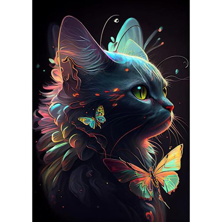 30x40cm, Diamantmålning Katt Set 5d diamantmålad strass e