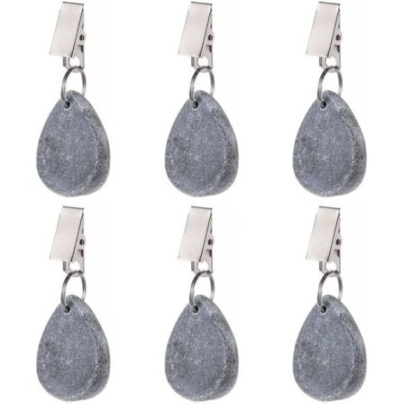 6 kappaletta pöytäliinan painoja, pöytäliinan painoja pidikkeillä, harmaat painot