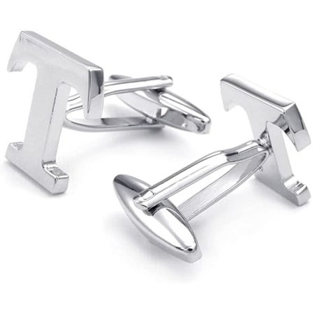 Initialbokstav Mansjettknapper for Menn Bryllupsgave, T Sølv