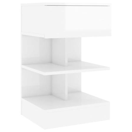 Vidaxl Sängbord Vit Högglans 40x35x65 Cm Konstruerat Trä Vit