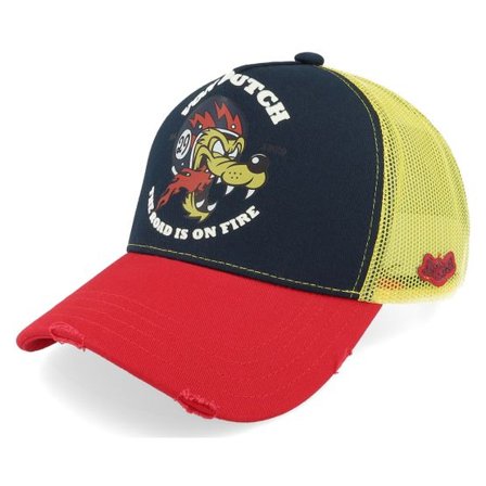 Von Dutch - Svart trucker Keps - Wolf Patch Yellow/Black/Red Trucker @ Hatstore