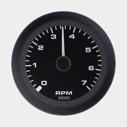 Varvräknare för utombordare / bensinmotor Veethree Black Premier, imfri, Ø86 mm, 12 V, generator / tändspole, svart, 0 - 7000 rpm