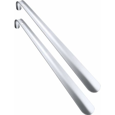 Pakke med 2 sokkehorn i rustfritt stål og langt håndtak med komfortabelt grep for eldre