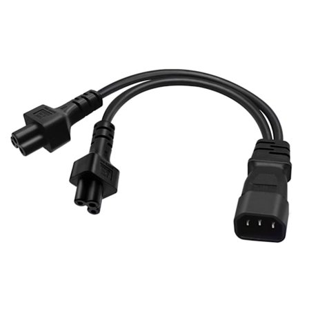 32cm/1ft IEC320 C14 til IEC320 C5 + C5 Strømkabel 1 ind 2 ud Y-splitter Adapterkabel Forlængerledning