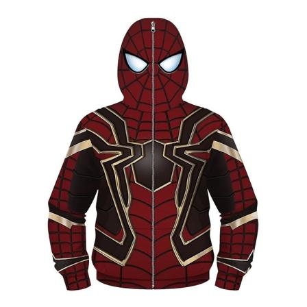 Kids Spiderman Hoodie Hooded Zip Jacka Jacka Top Coat Present Bästa julklappen Dark Red Spiderman 12-13 Years