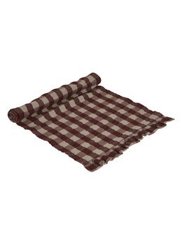 Løper Lisa rutete krepp med volang Vinrød