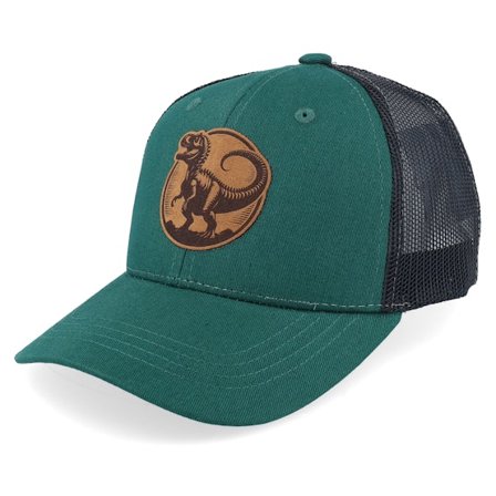 Kinder Kiddo Cap - Grün trucker Cap - Kinder Kinder T-rex Dino Brown Round Patch Forest/Black @ Hatstore