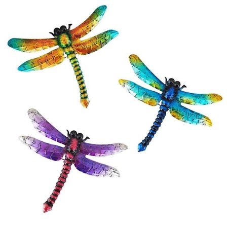 3 stk. Dragonfly Veggoppheng Metall Dragonfly Veggdekor Dekorasjoner