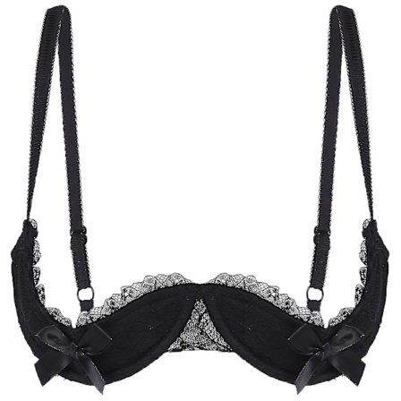 Dame 1/4 Skåle Bøjle BH Halterneck O Ring Gennemsigtig Blonde Push Up BH Lingeri Bryst Åben BH Undertøj Xinmu