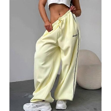 New Pink Casual Byxor Broderade Lediga Byxor För Kvinnor Lös Och Bekväm Rak Elastisk Midja Byxor 2025 Nya